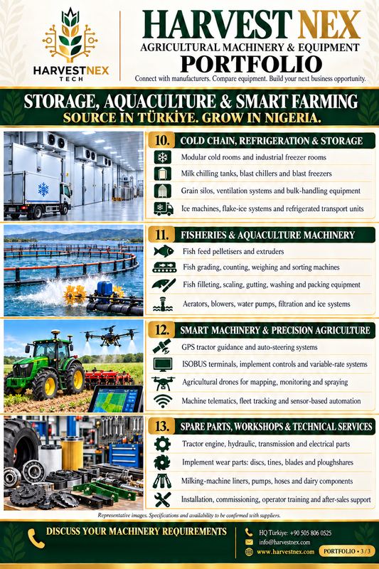Machinery & equipment portfolio 3/3 — storage, aquaculture & smart farming