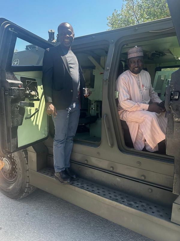 Inside the armoured vehicle during the visit